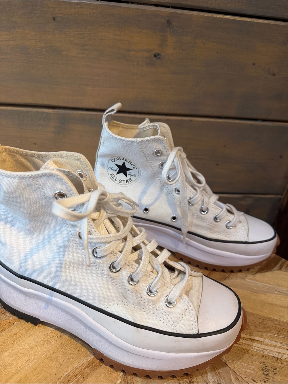 Converse White High-Top Platform Run Star Sneakers